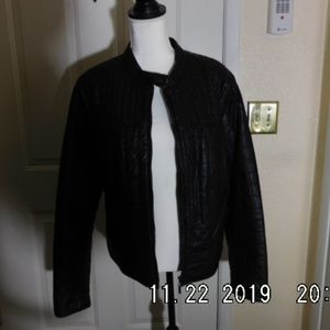 Designer Faux Leather Black Jacket XL